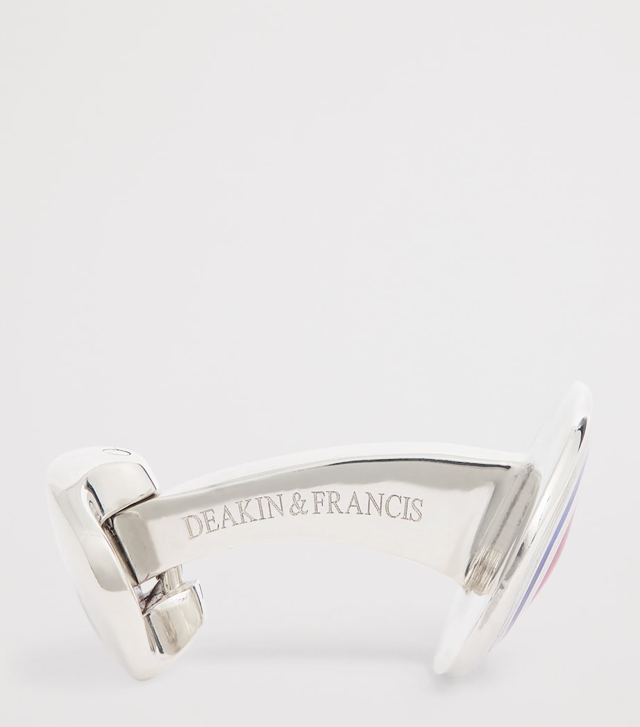 Deakin & Francis Sterling Silver and Enamel Oval Cufflinks Pink Image 4