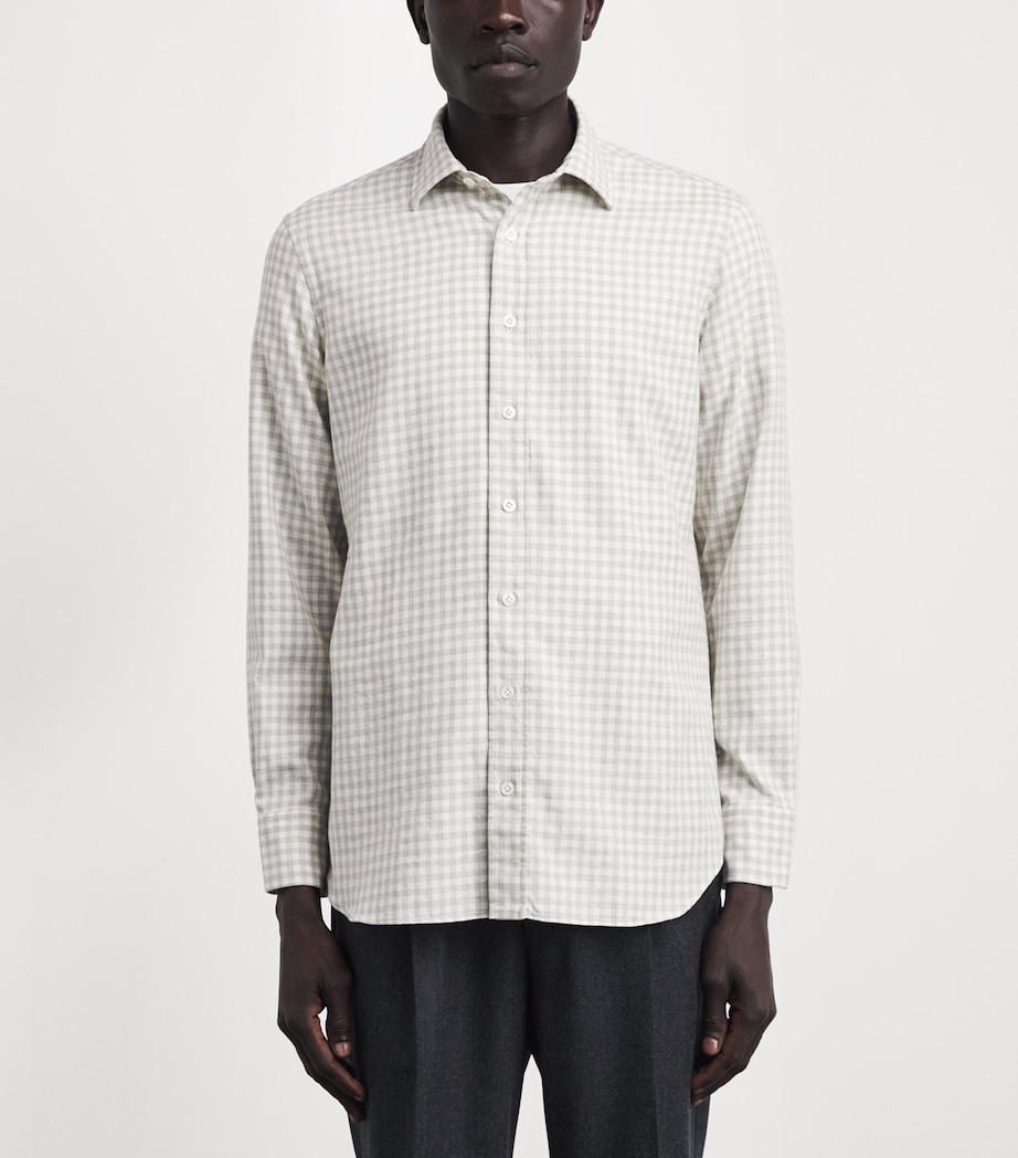 Lardini Mens Cotton Check Shirt Pdp Grey/white Image 4