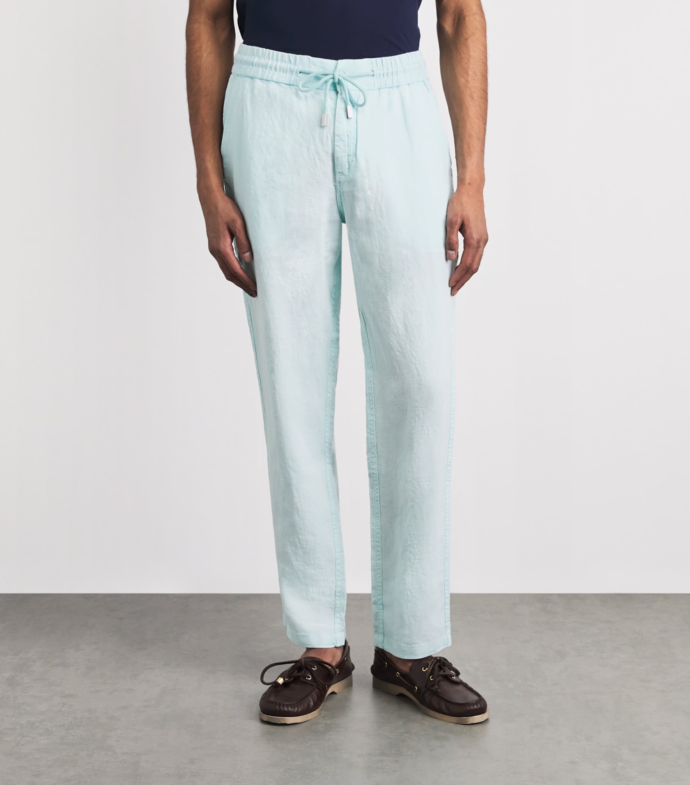 Vilebrequin Mens Linen Drawstring Parc Trousers Pacific Image 4