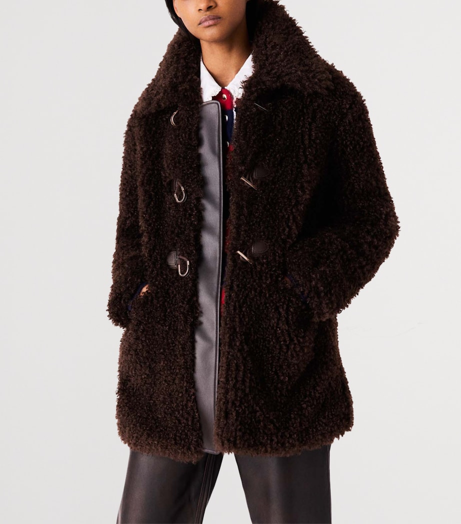 Maje Womens Faux Shearling Jacket Dark Brown Image 5