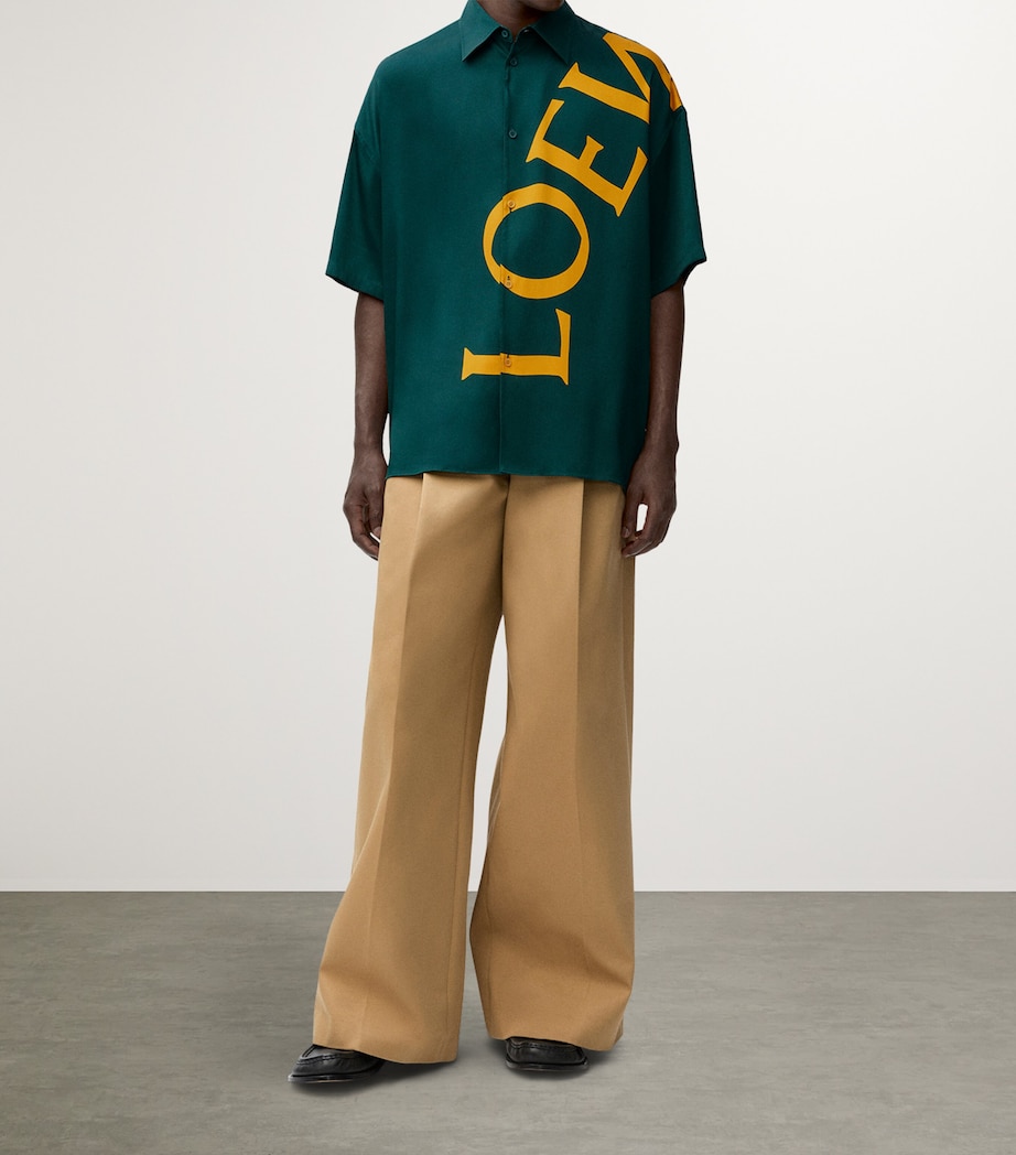 LOEWE Mens Short-Sleeve Logo Shirt Green/yellow Image 2