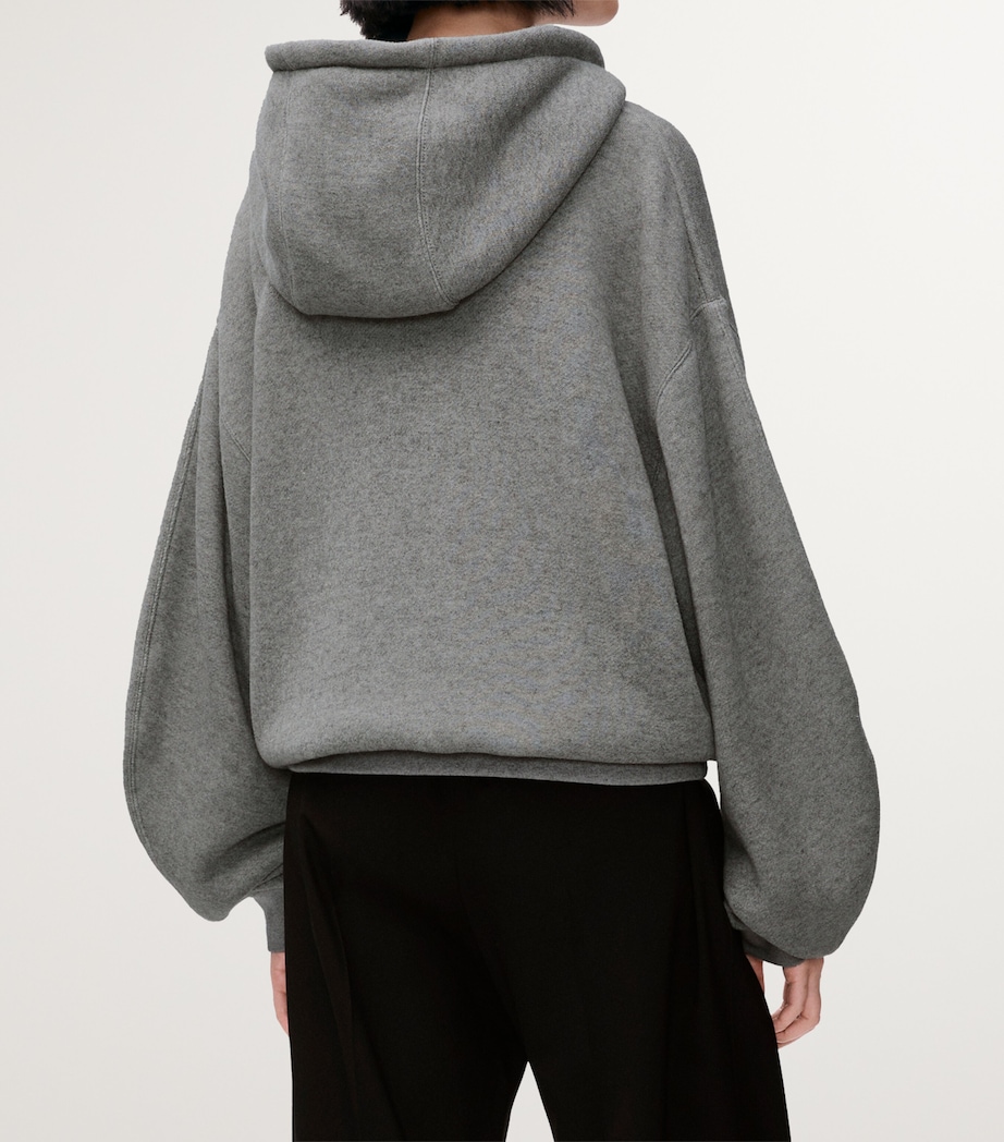 LOEWE Womens Cotton-Cashmere Flamenco Hoodie Grey Image 4