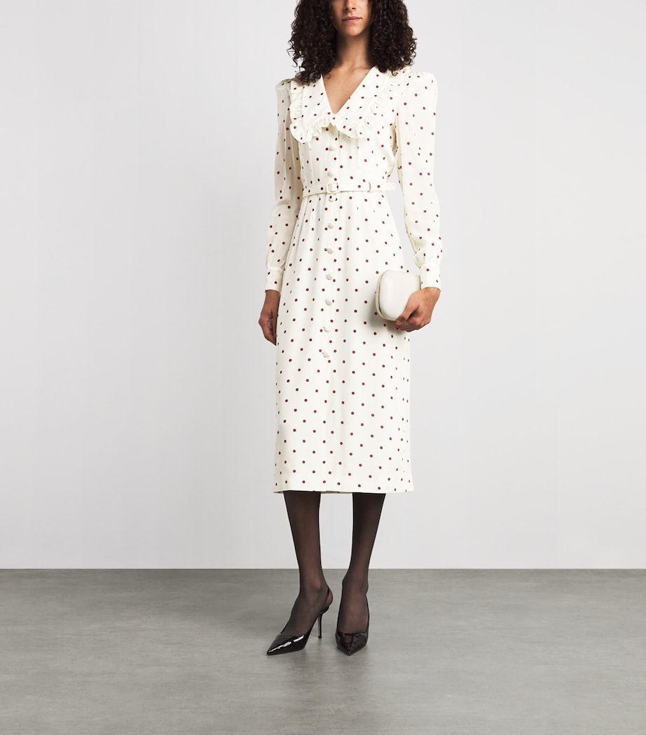 Alessandra Rich Womens Silk Printed Midi Dress Cream Bordeaux Image 2