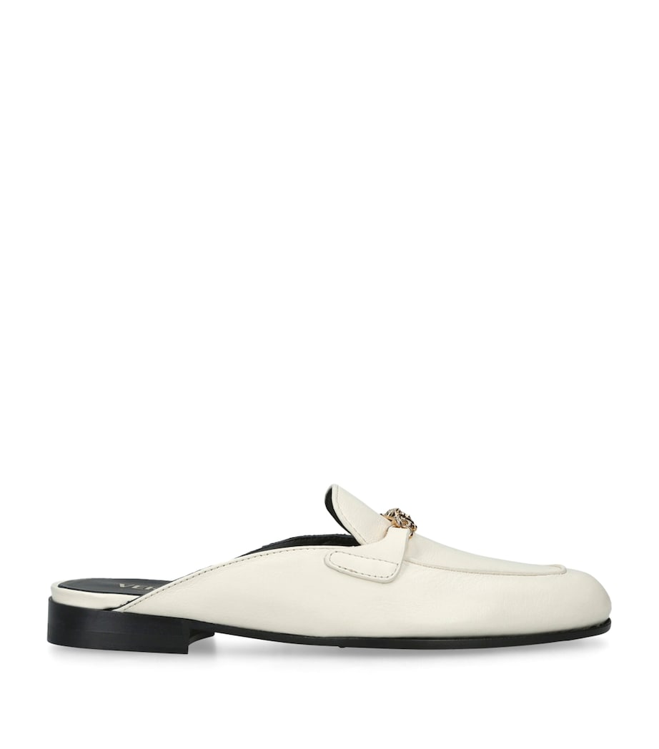 Versace Leather Chain Sabot Mules White Image 1