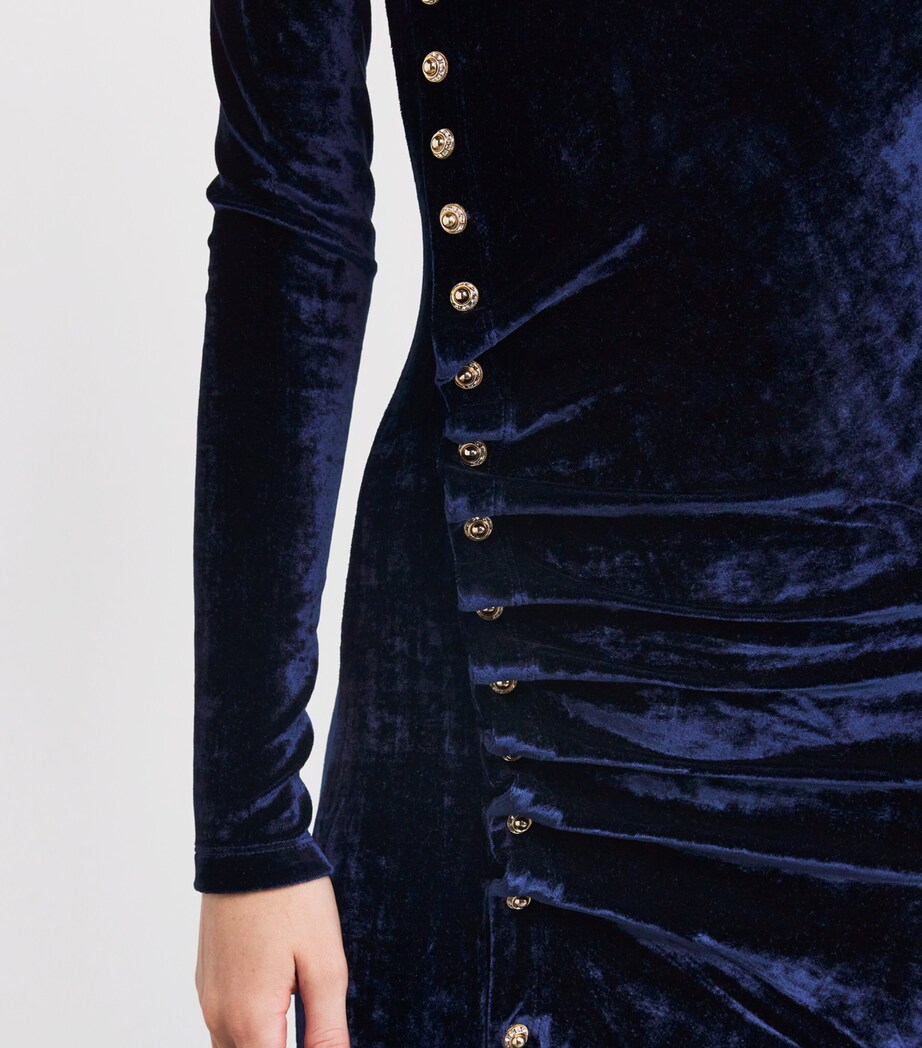 Velvet Asymmetric Midi Dress P432 NAVY POSEIDON Image 4