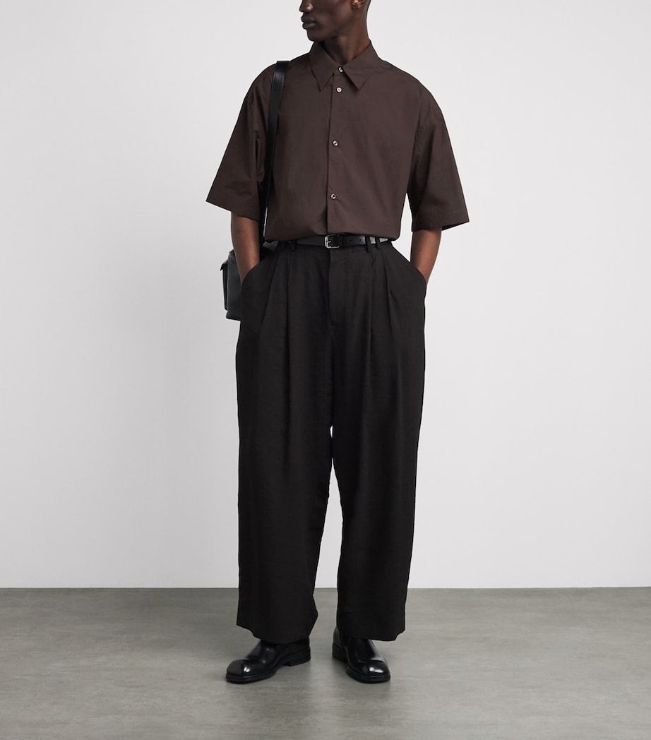 Studio Nicholson Mens Cotton Poplin Boxy-Fit Shirt Cocoa Image 2