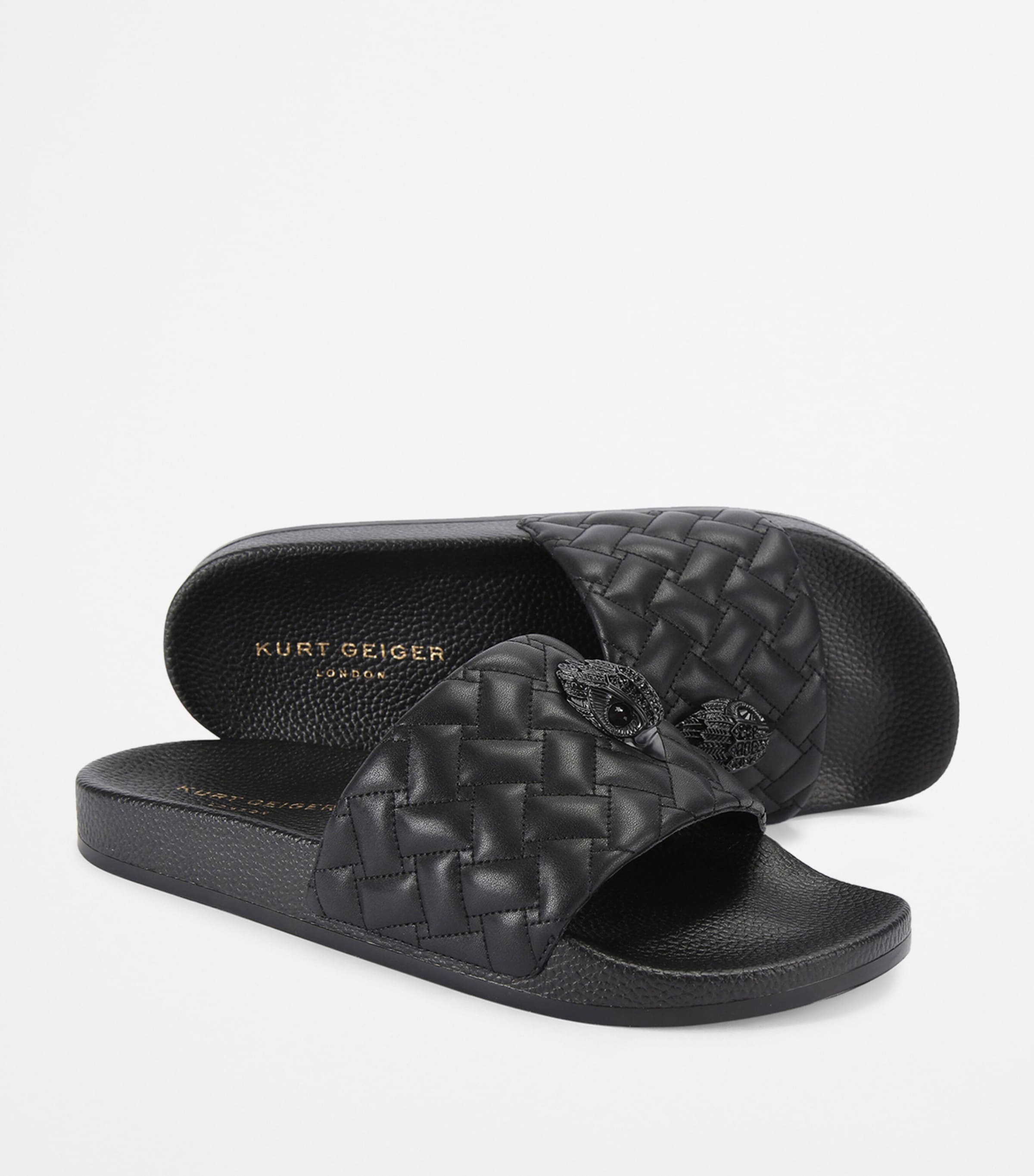 Quilted Meena Eagle Slides BLACK Image 2