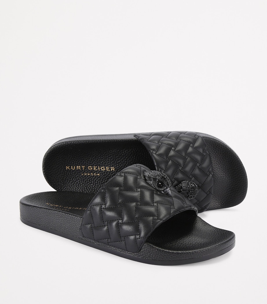 Quilted Meena Eagle Slides BLACK Image 2