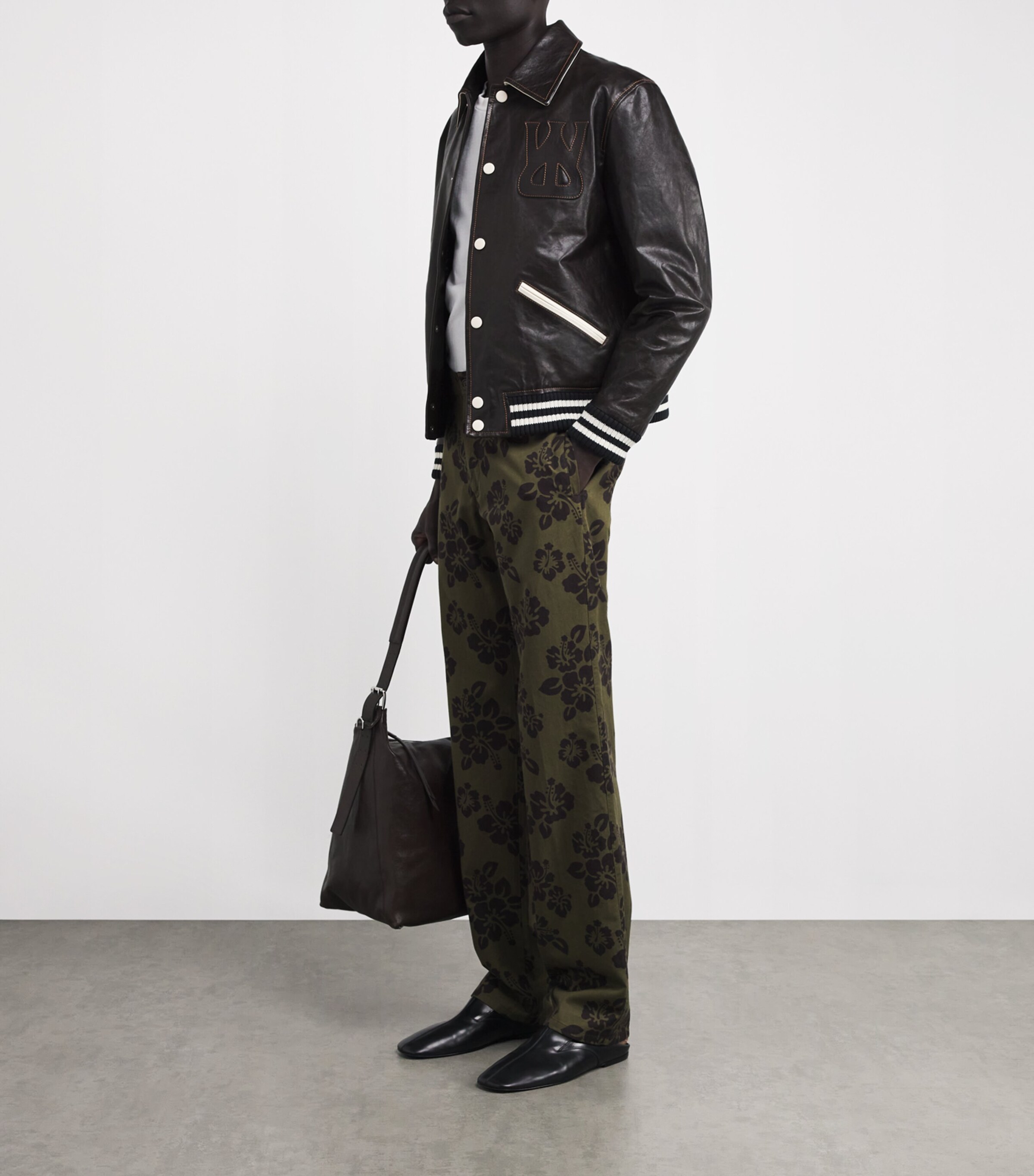 Leather Prince Varsity Jacket DARK BROWN Image 2