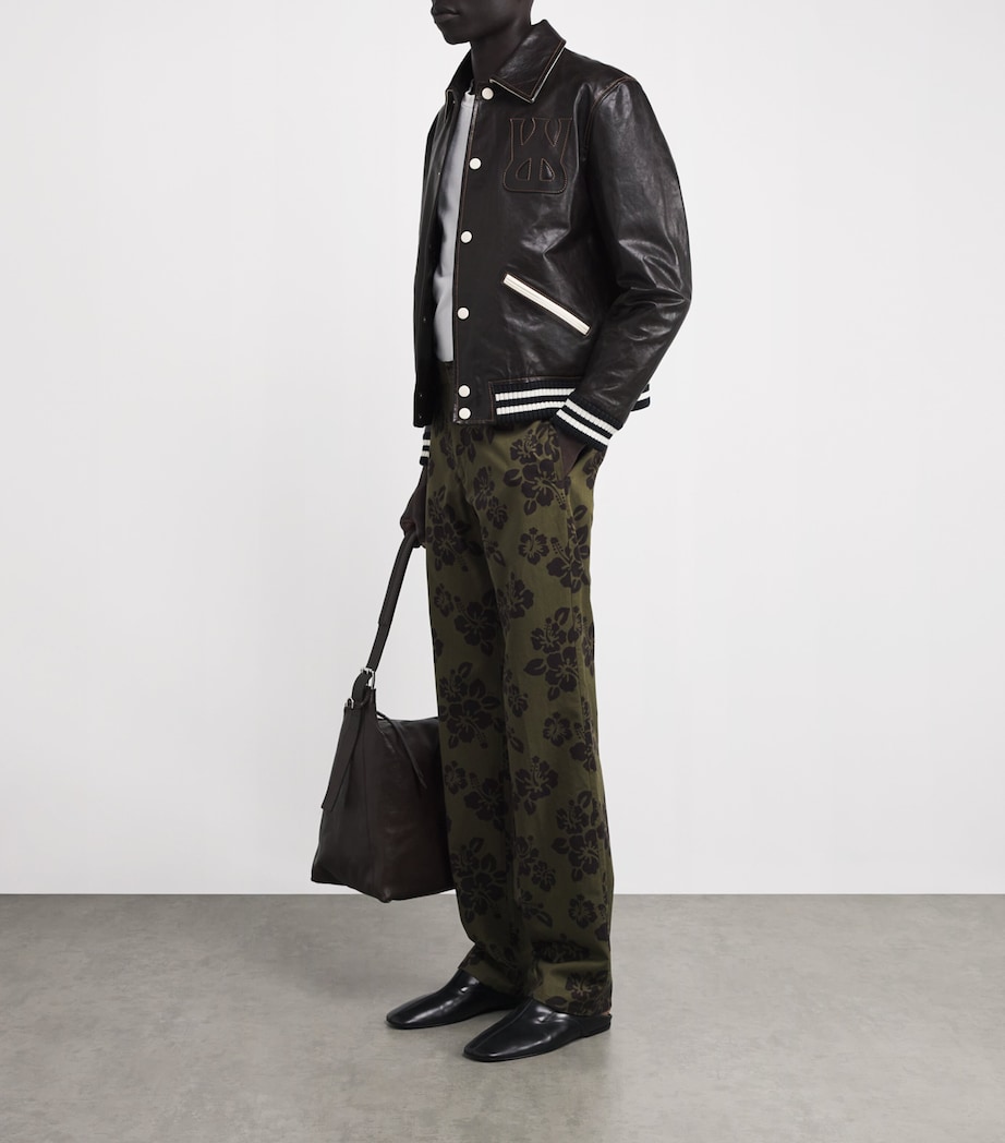 Leather Prince Varsity Jacket DARK BROWN Image 2