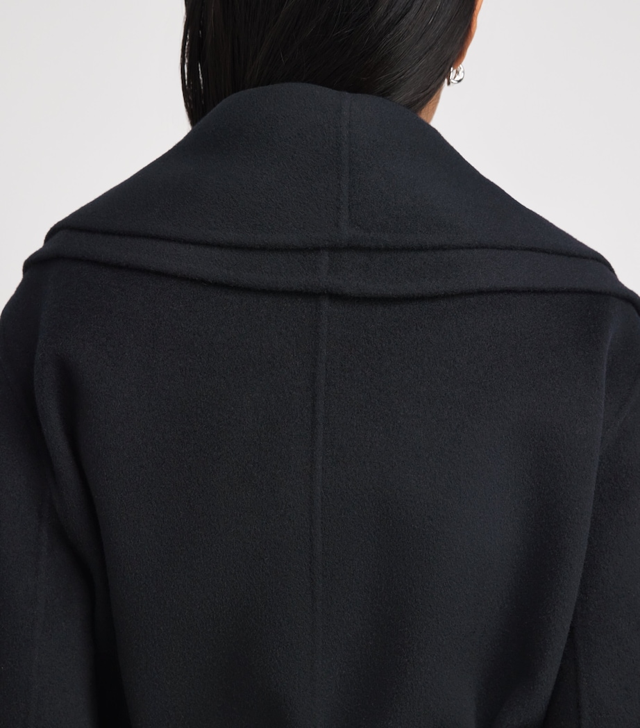 Róhe Womens Cashmere-Wool Signature Scarf Coat Navy Image 5
