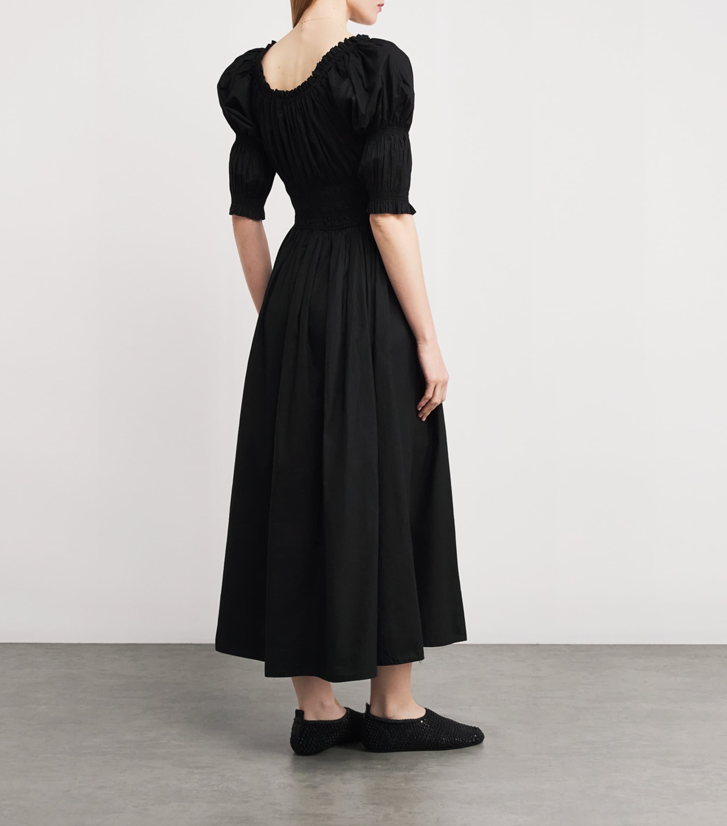 Organic Cotton-Blend Ischia Midi Dress BLACK Image 3