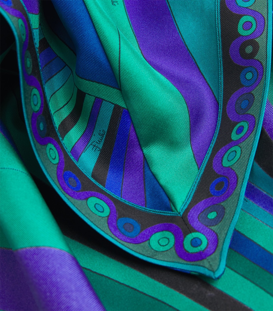 Silk Iride Print Midi Dress 051 SMERALDO Image 6