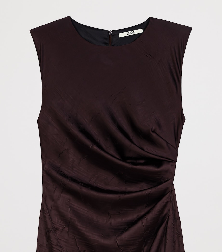 Maje Womens Ruched Sleeveless Midi Dress Brown Image 8