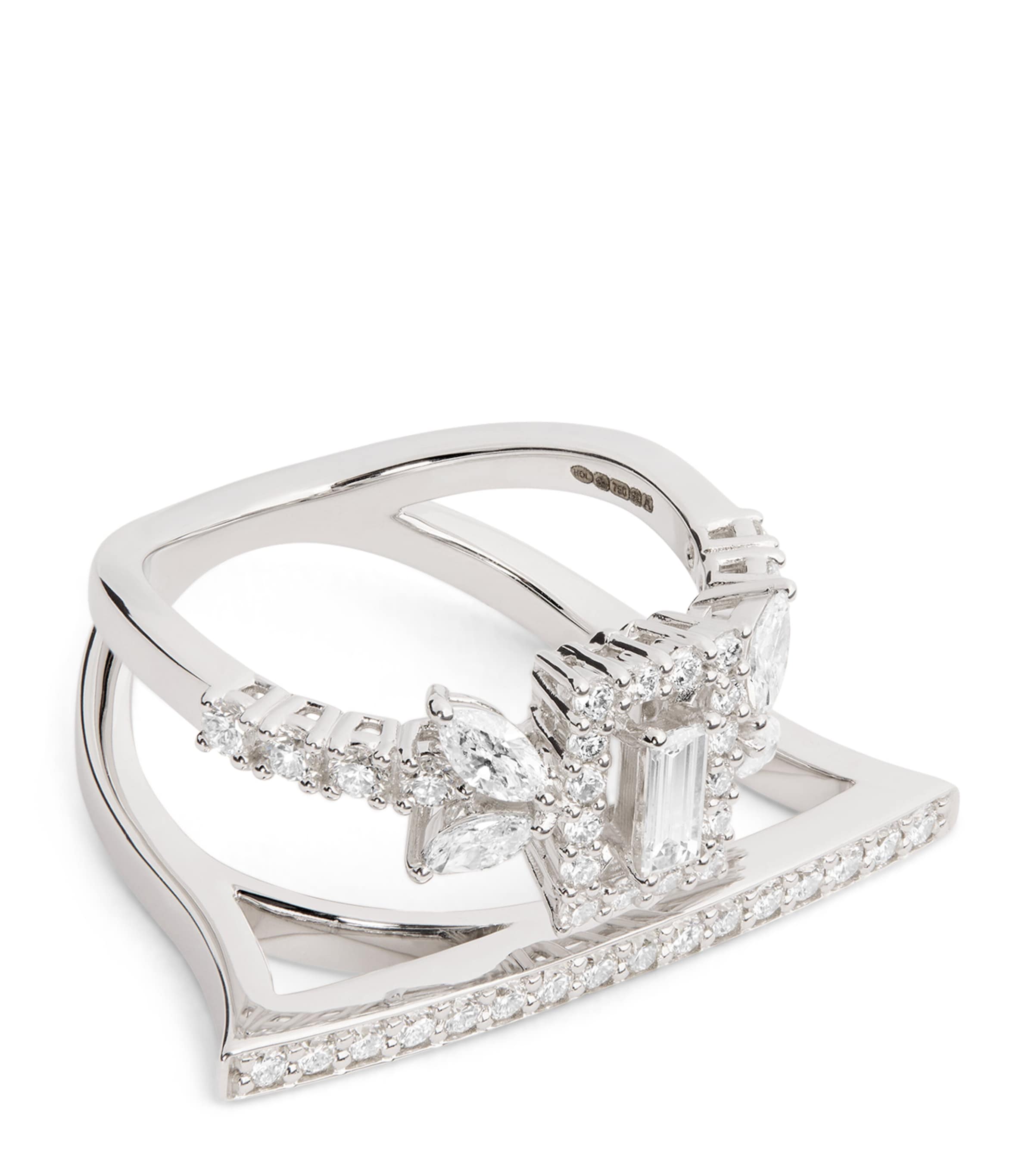 White Gold and Diamond Y-Not Stackable Ring WHITE GOLD Image 1