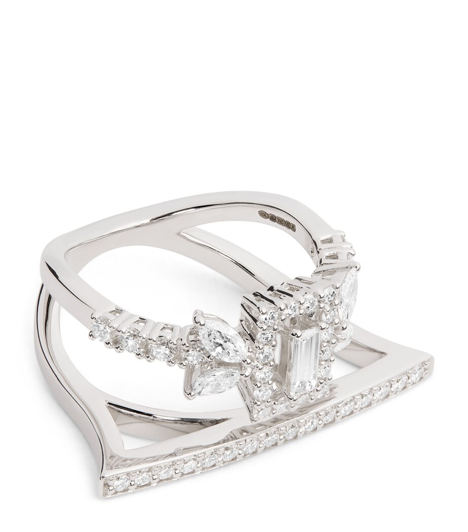 White Gold and Diamond Y-Not Stackable Ring WHITE GOLD Image 1