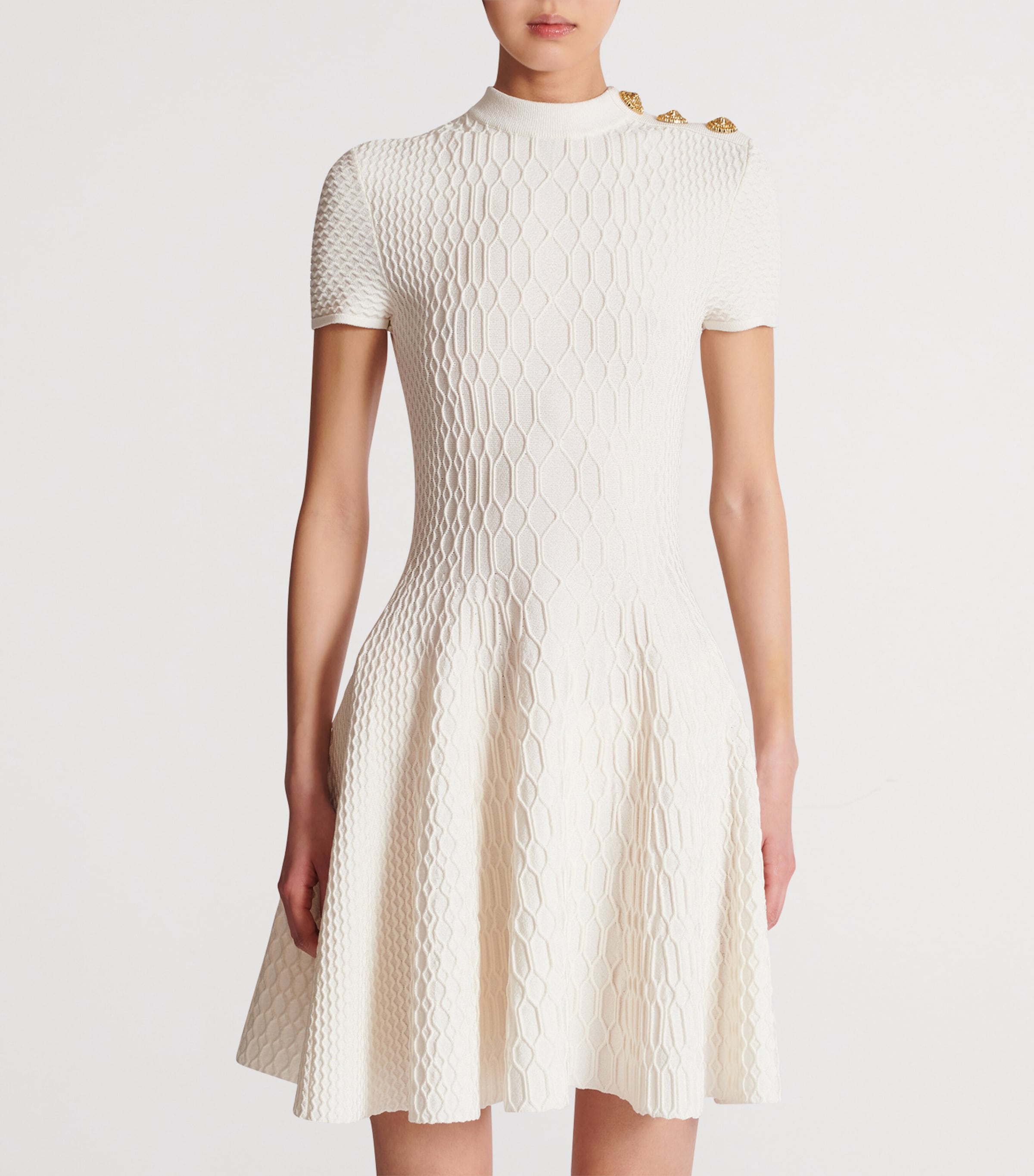 Geometric Jacquard Mini Dress 0KA NATUREL Image 4