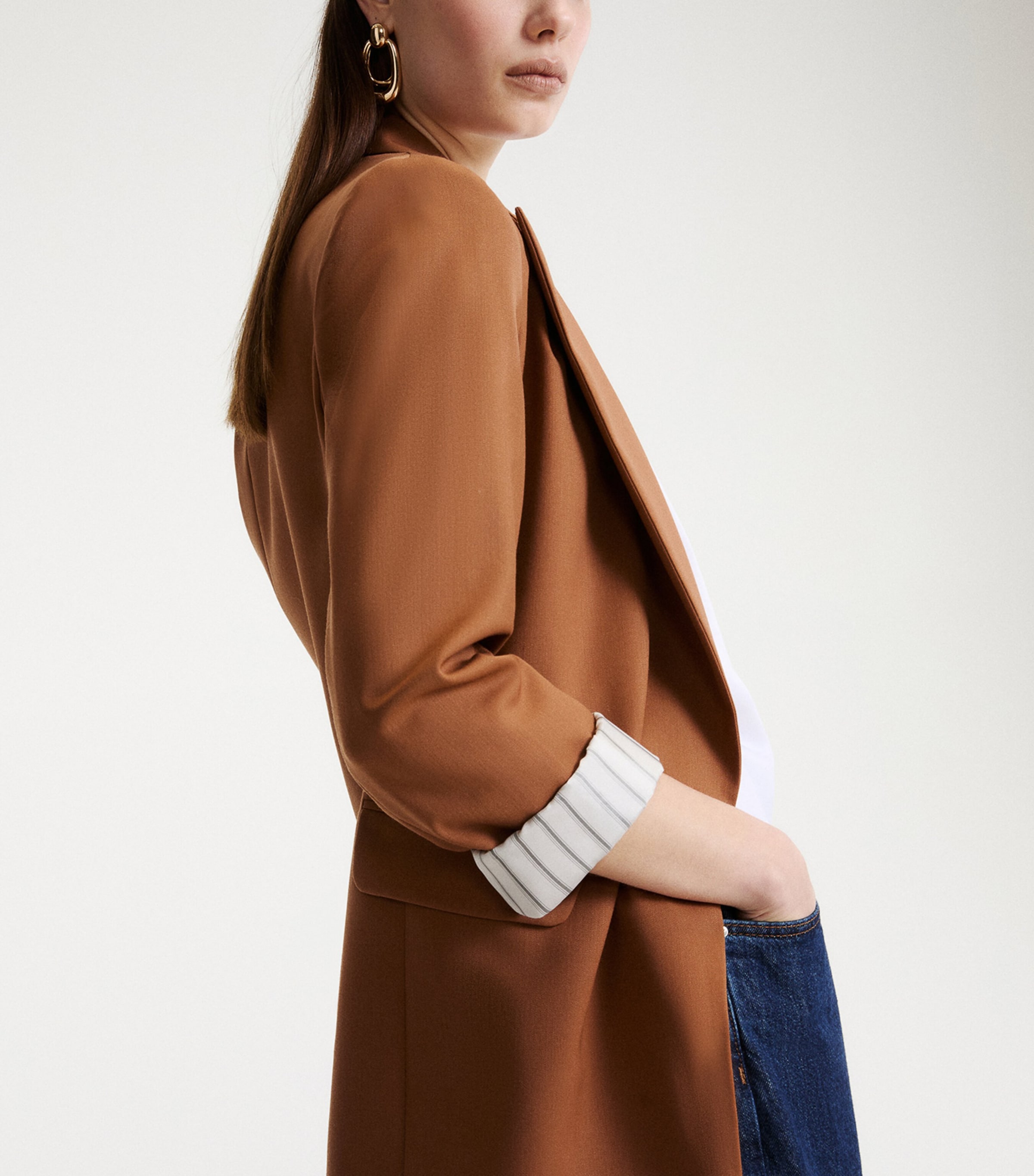 Marella Womens Gabardine Blazer Tobacco Brown Image 5