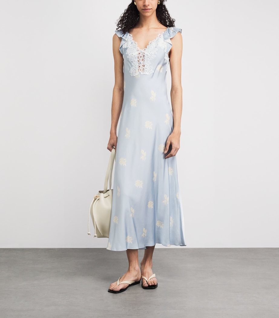 Claudie Pierlot Womens Satin Floral Print Maxi Dress Light Print Image 2