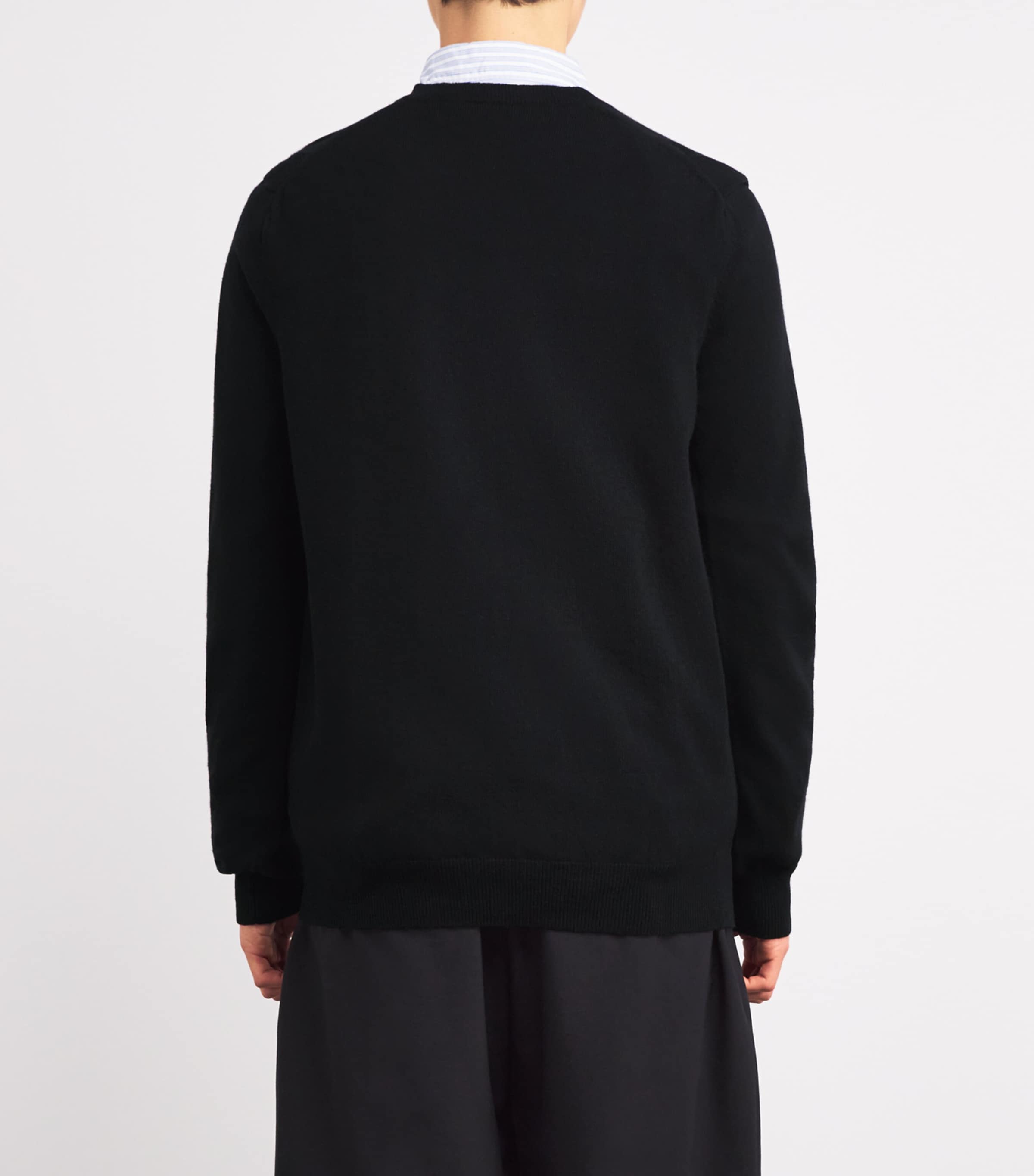 Comme Des Garçons Play Mens Wool V-Neck Heart Sweater Black Image 4