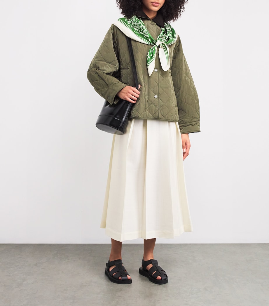 Silk Printed Square Scarf GREEN Image 2