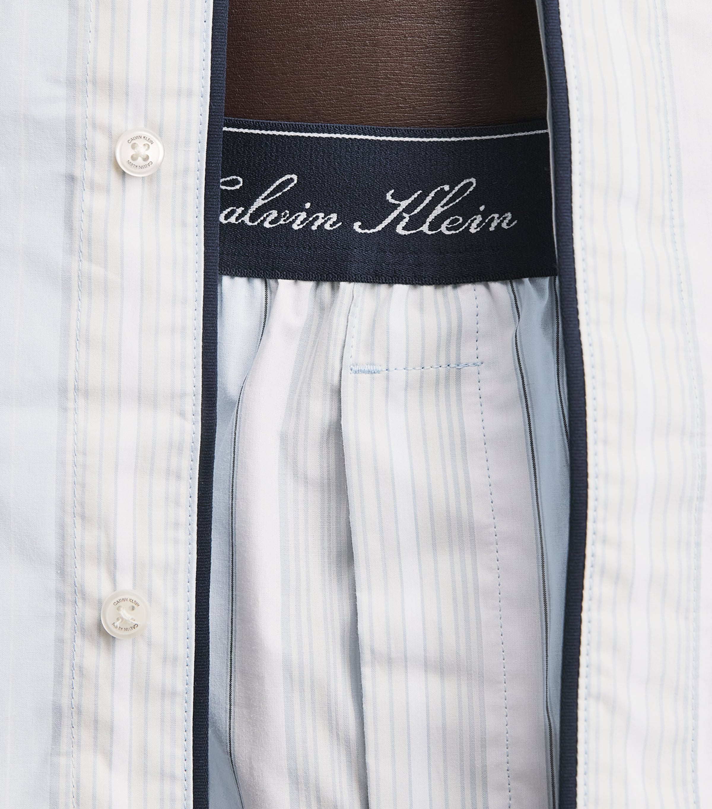 Calvin Klein Mens Cotton Poplin Stripe Pyjama Shorts Crest Stripe Ic Image 3