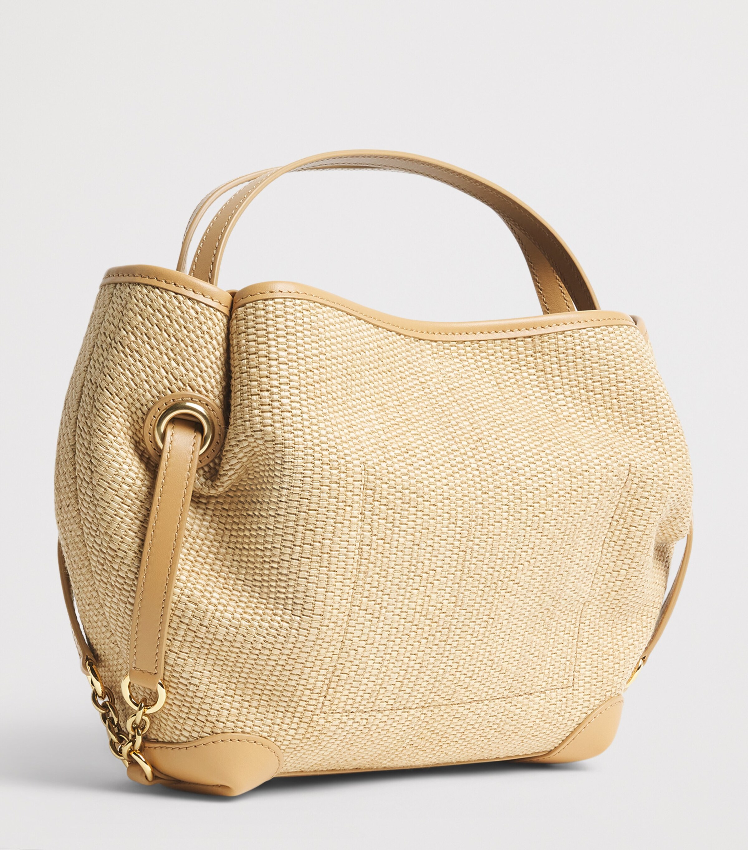 Chloé Small Raffia-Effect Clover Carry Top-Handle Bag Bleached Brown Image 2