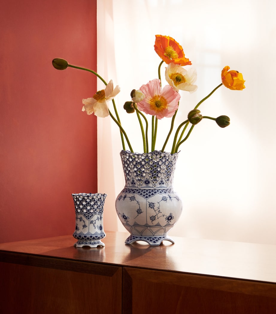 Royal Copenhagen Blue Fluted Full Lace Vase (22cm) Blue Image 2
