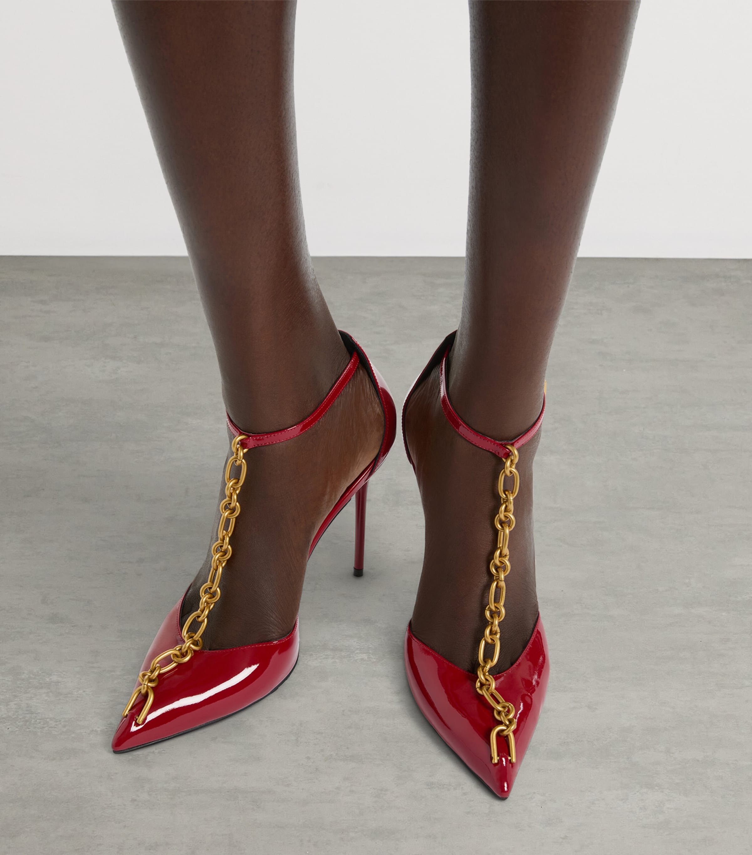 Balmain Patent Leather Sync Heeled Sandals 95 Rouge Image 2