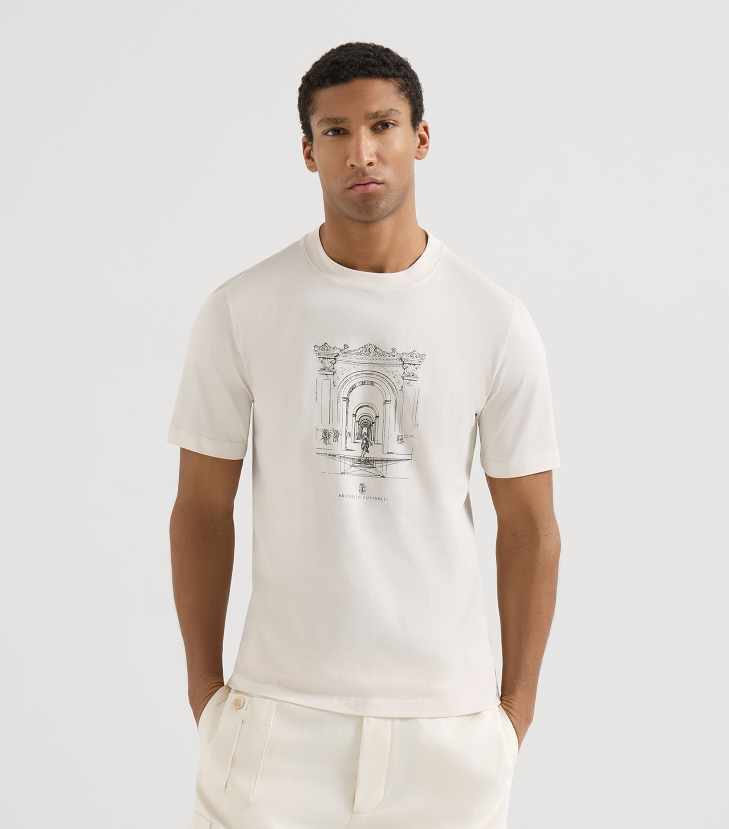 Brunello Cucinelli Mens Neoclassical Print T-Shirt Image 3