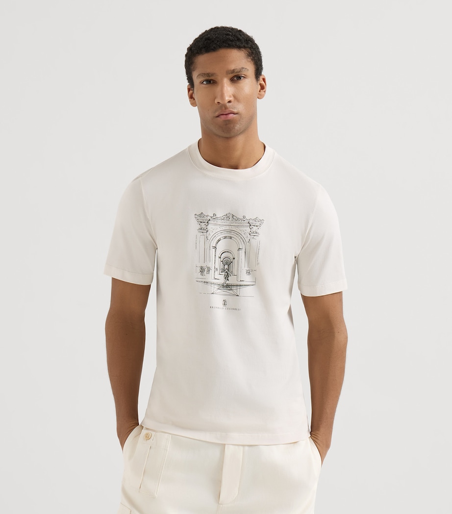 Brunello Cucinelli Mens Neoclassical Print T-Shirt Image 3