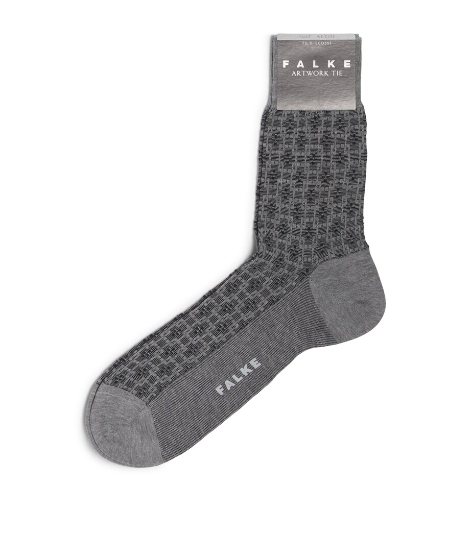 Falke Mens Artwork Tie Socks Light Grey Image 1