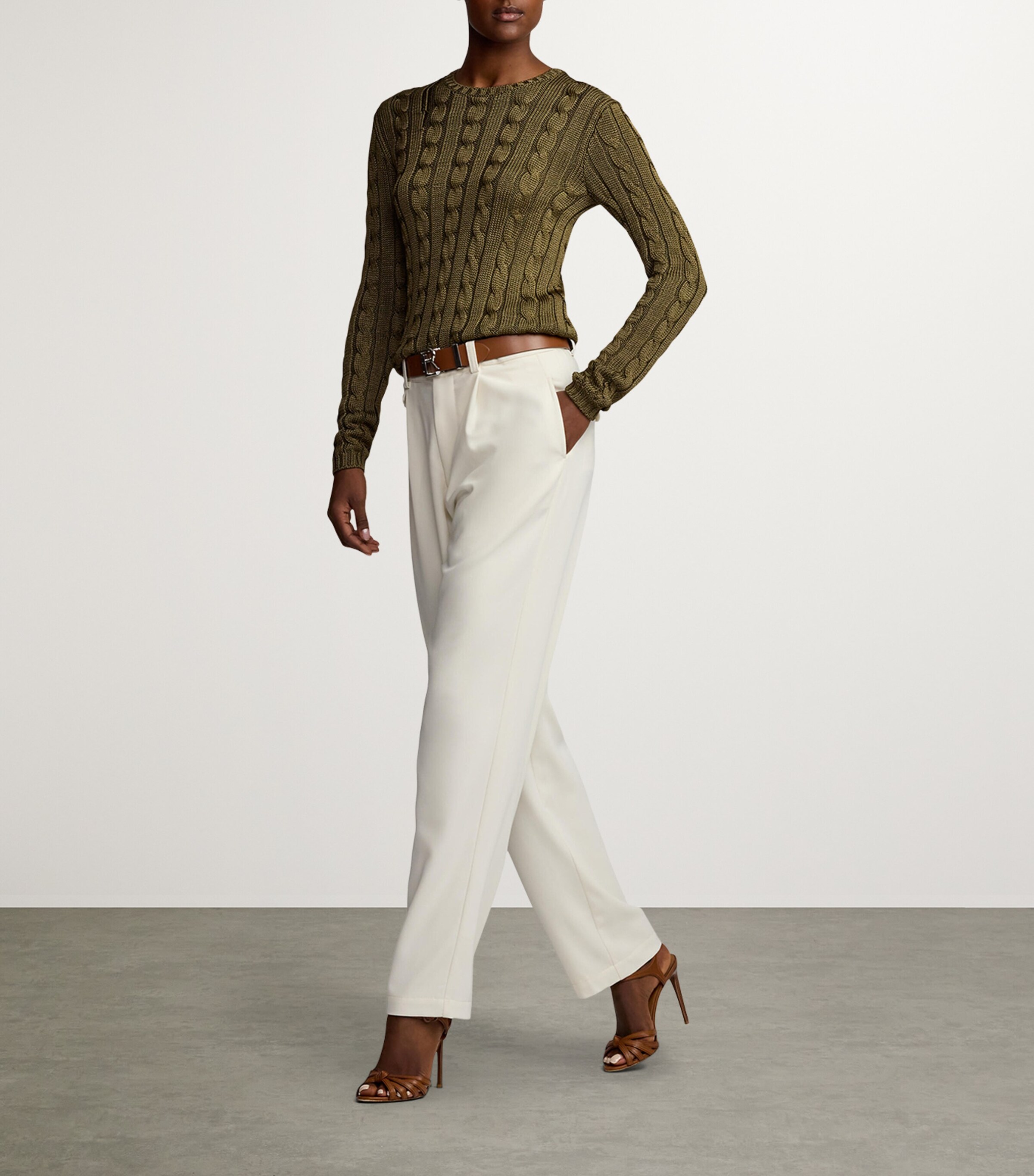 Silk Cable-Knit Sweater MOSS Image 6