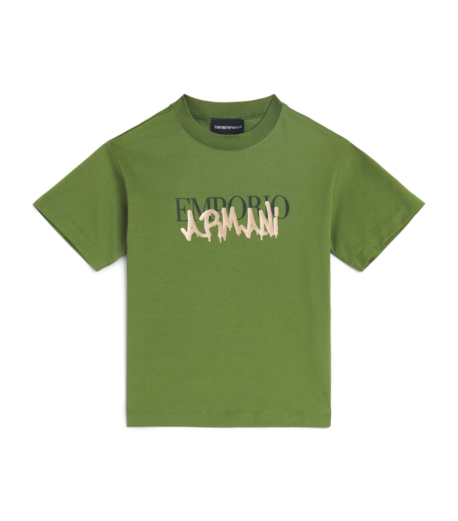 Cotton Logo Print T-Shirt (4-16 Years) U7173VINEYARD GREEN Image 1