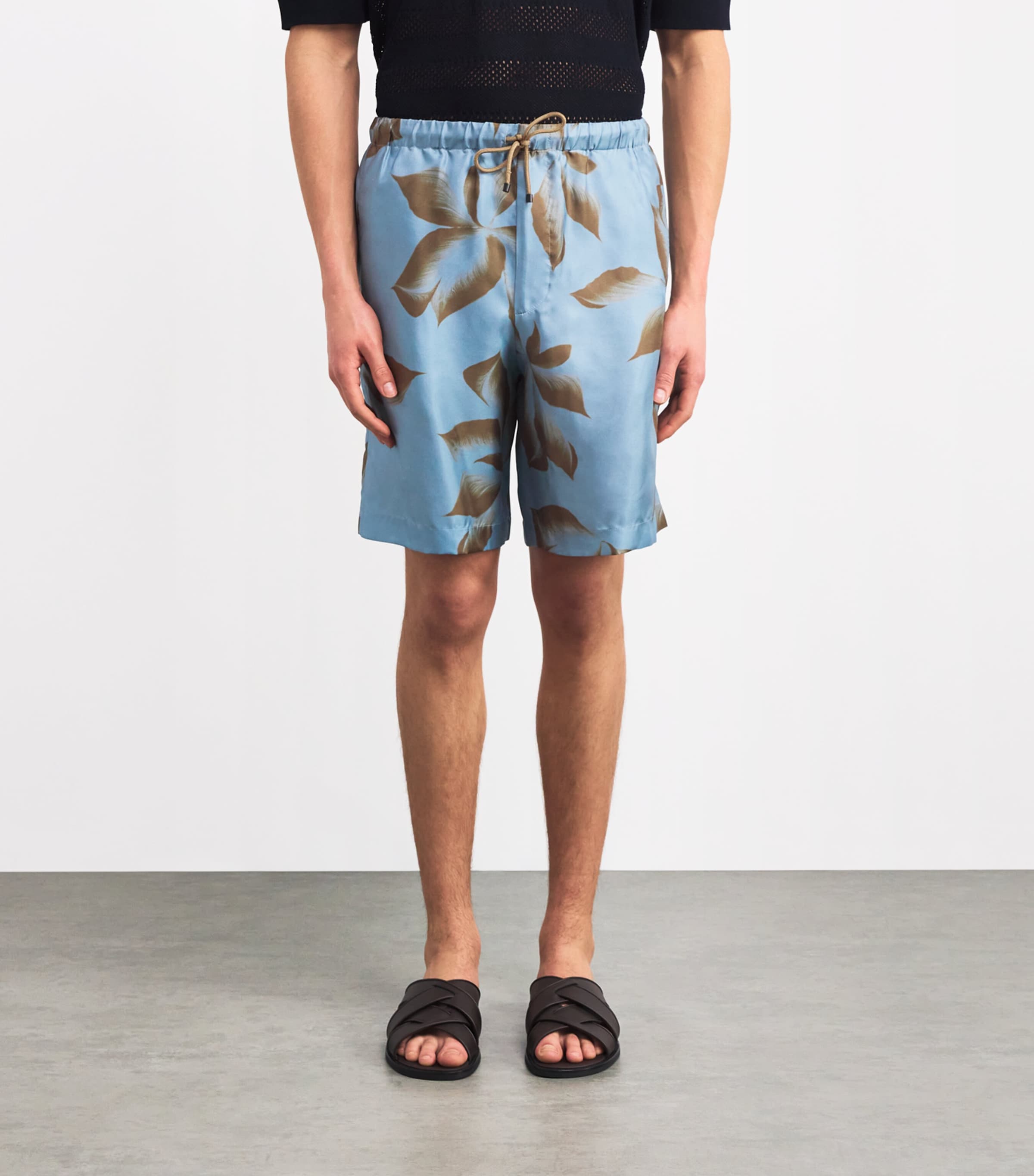 Silk Floral Shorts 510 STEEL Image 3