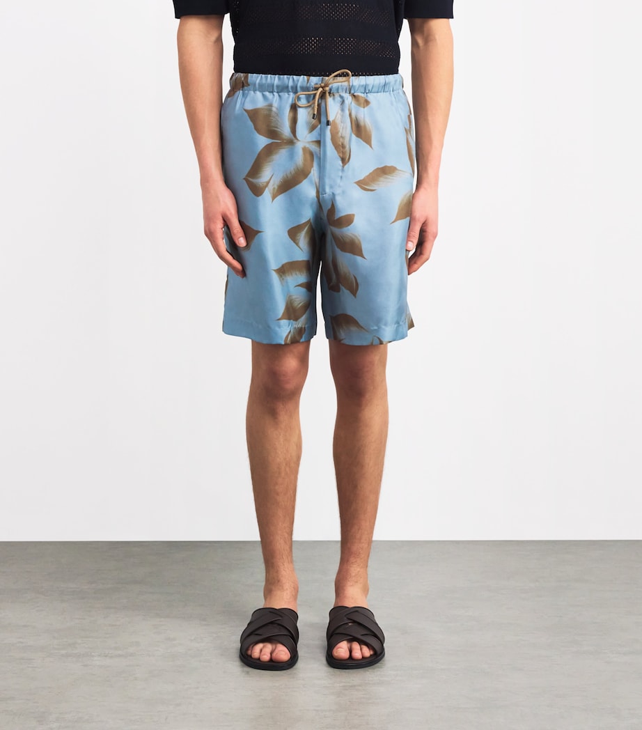 Silk Floral Shorts 510 STEEL Image 3