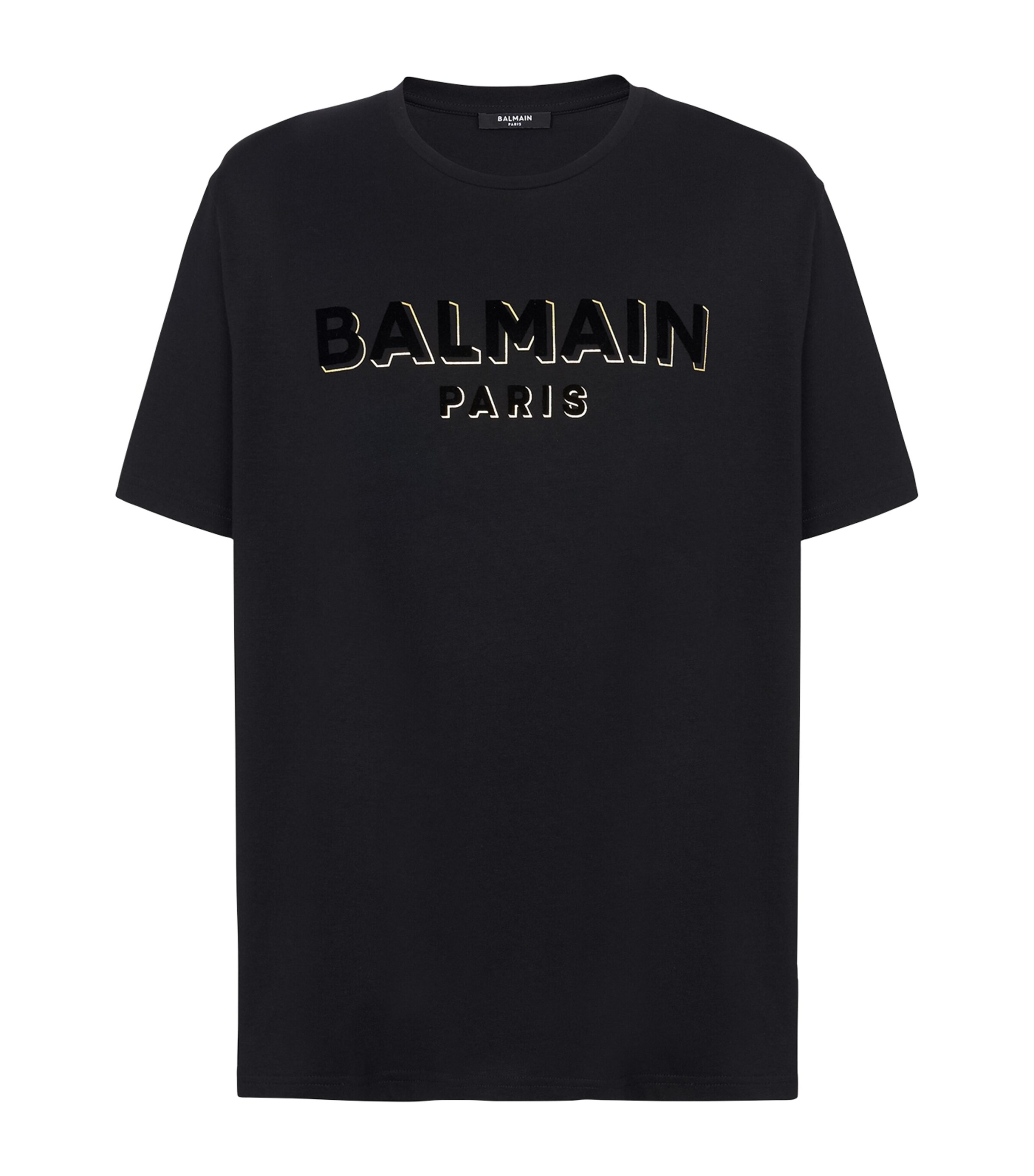 Balmain Mens Flocked Logo T-Shirt Or Image 1