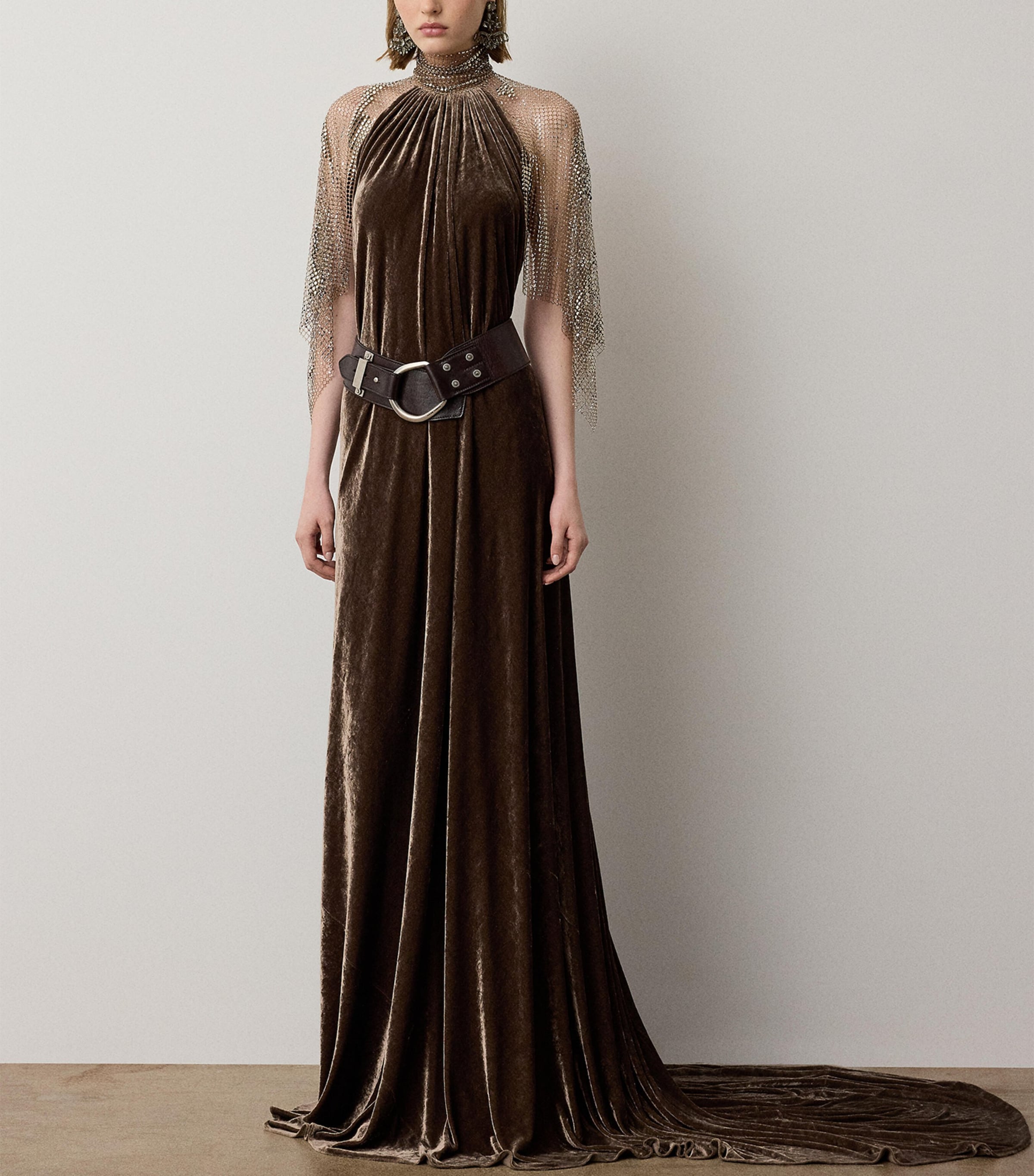 Ralph Lauren Collection Womens Velour Willow Gown Taupe Image 3