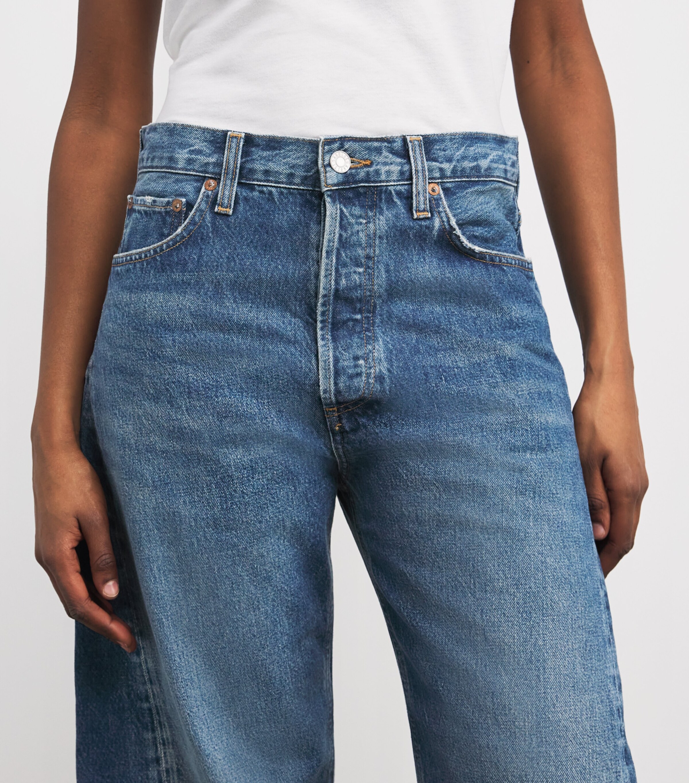 AGOLDE Womens Luna Barrel-Leg Jeans Split (combo Md Ind) Image 6