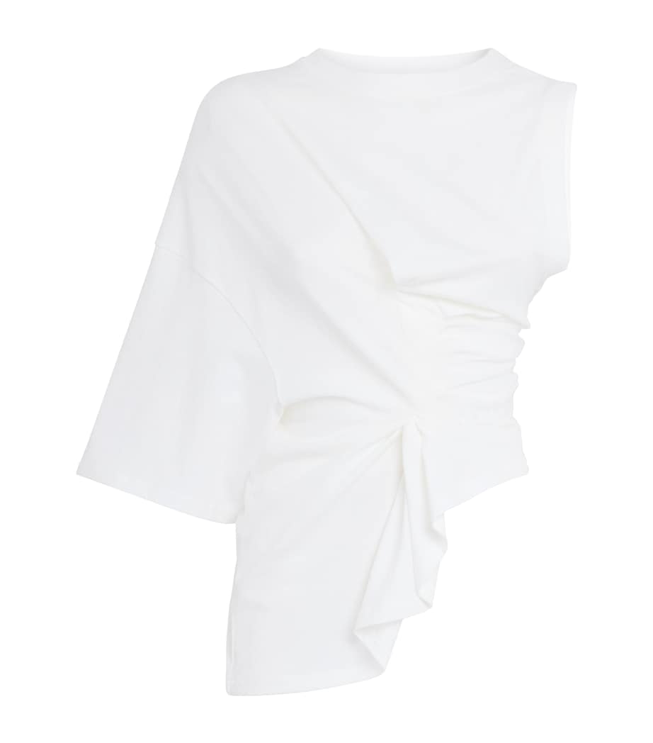 Organic Cotton Asymmetric Knot Top WHITE Image 1
