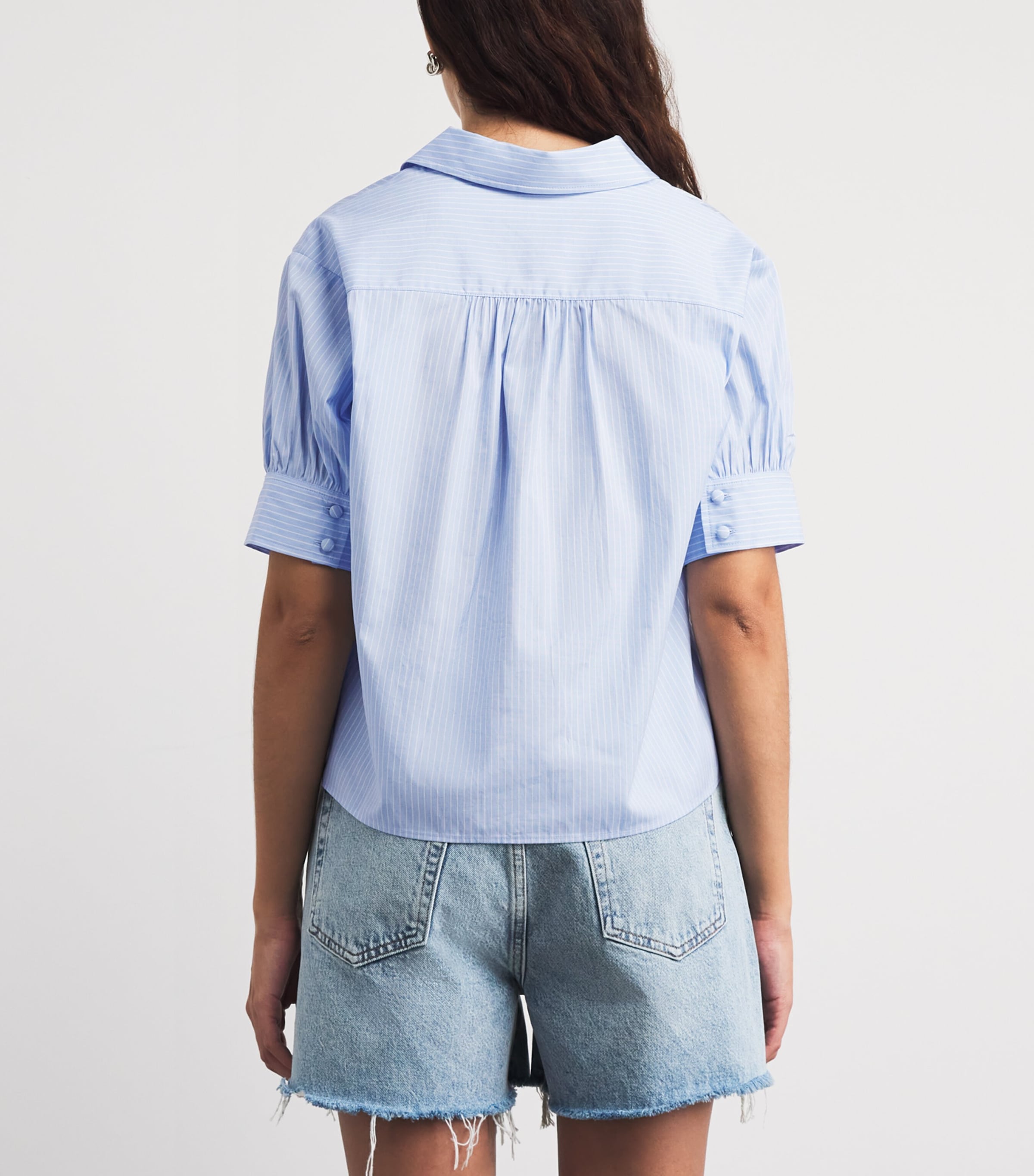 FRAME Womens Stripe The V-Neck Popover Top Venice Blue Multi Image 5