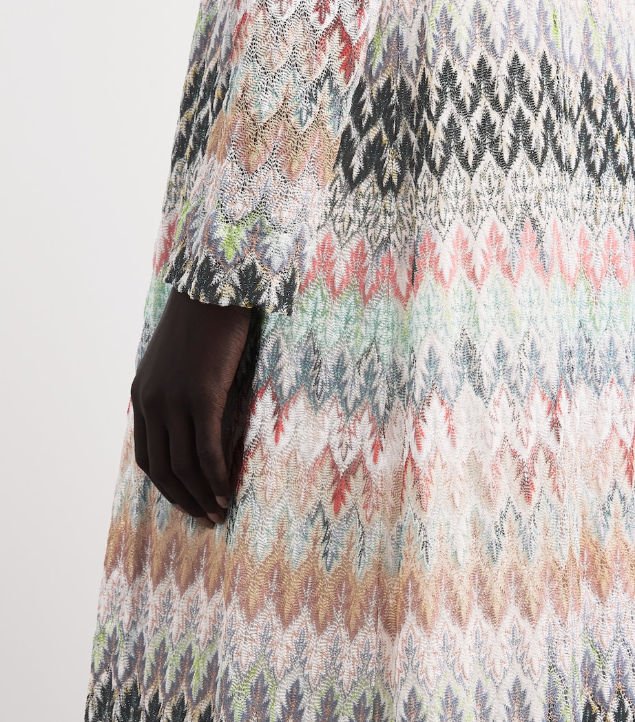 Missoni Womens Lurex Zigzag Long Cardigan Wht/pink/blue Image 3