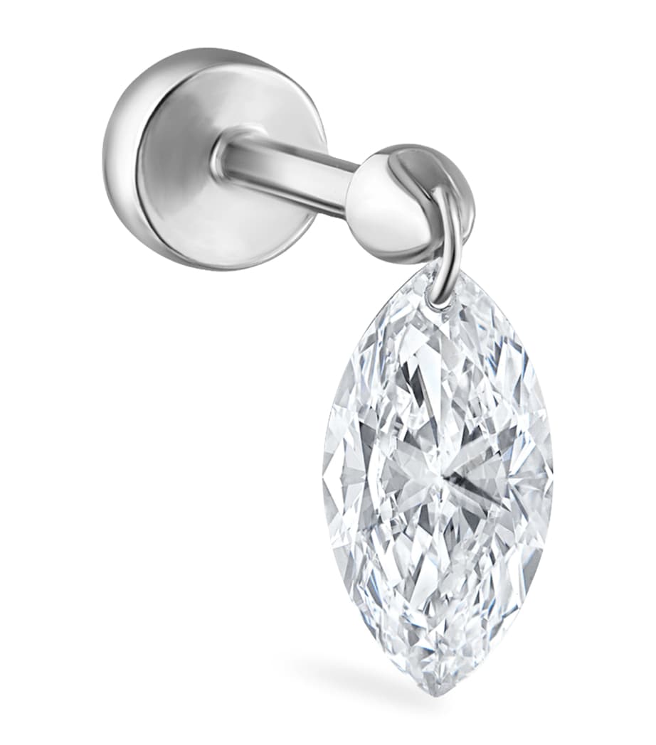 Maria Tash White Gold Floating Marquise Diamond Charm Threaded Stud Earring (7mm) White Gold Image 1