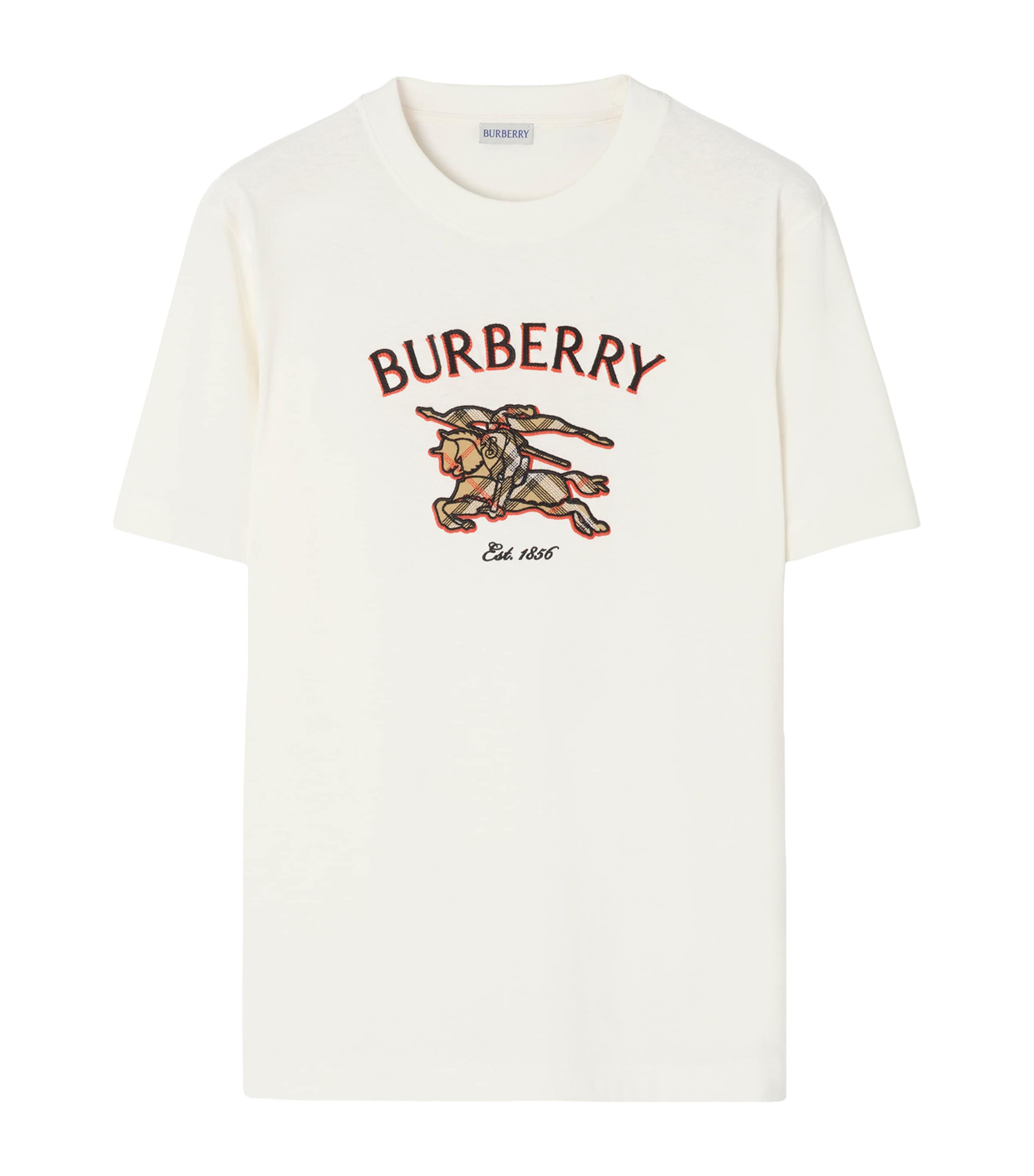 Burberry Mens Cotton Check EKD T-Shirt Chalk Image 1
