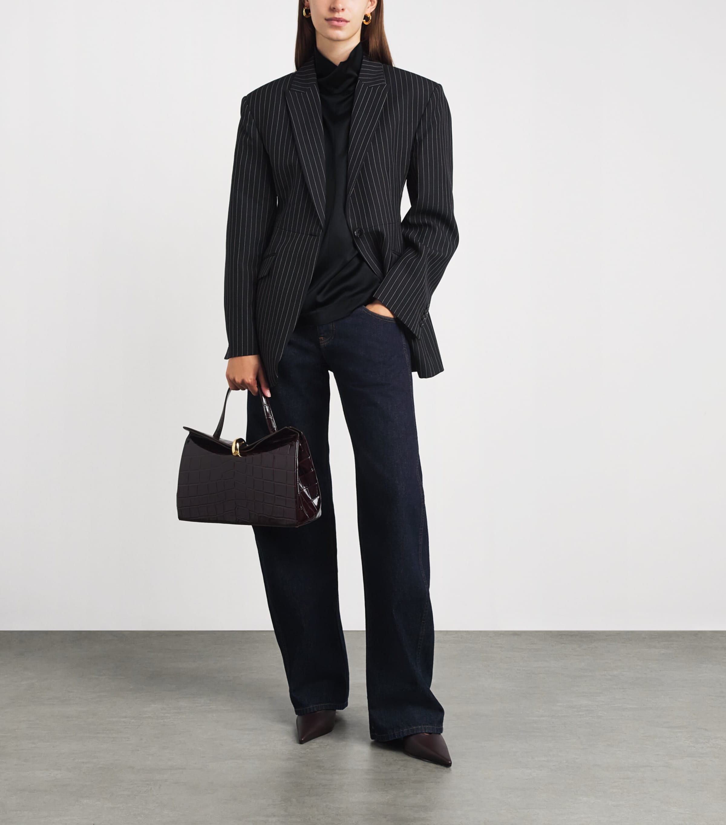 ANINE BING Womens High-Neck Samson Top Black Image 2