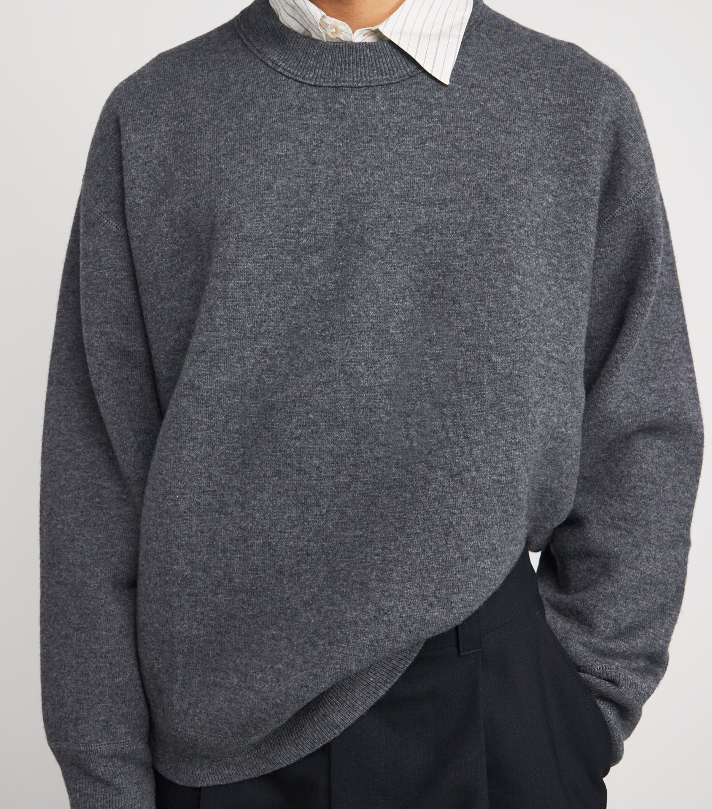 Studio Nicholson Mens Wool-Cashmere Moray Sweater Charcoal Marl Image 6