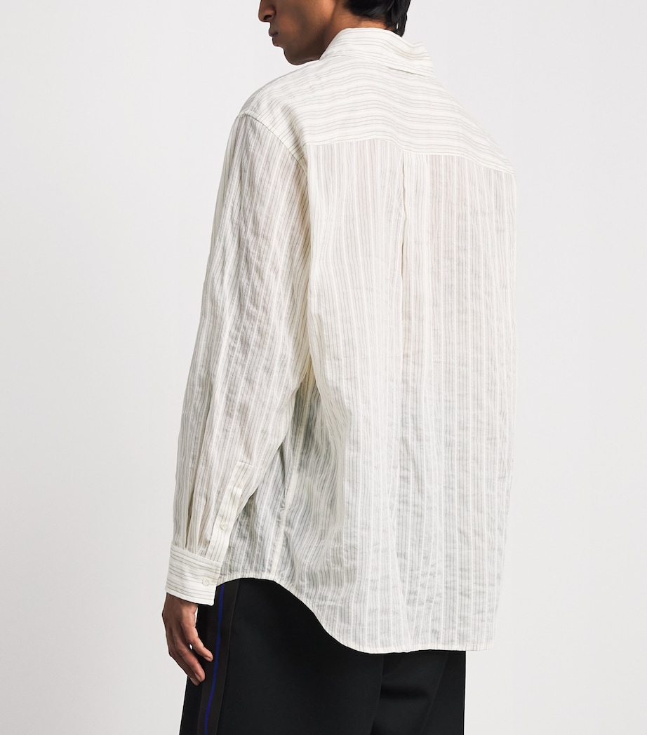 System Mens Cotton Stripe Shirt Pale Beige Image 5