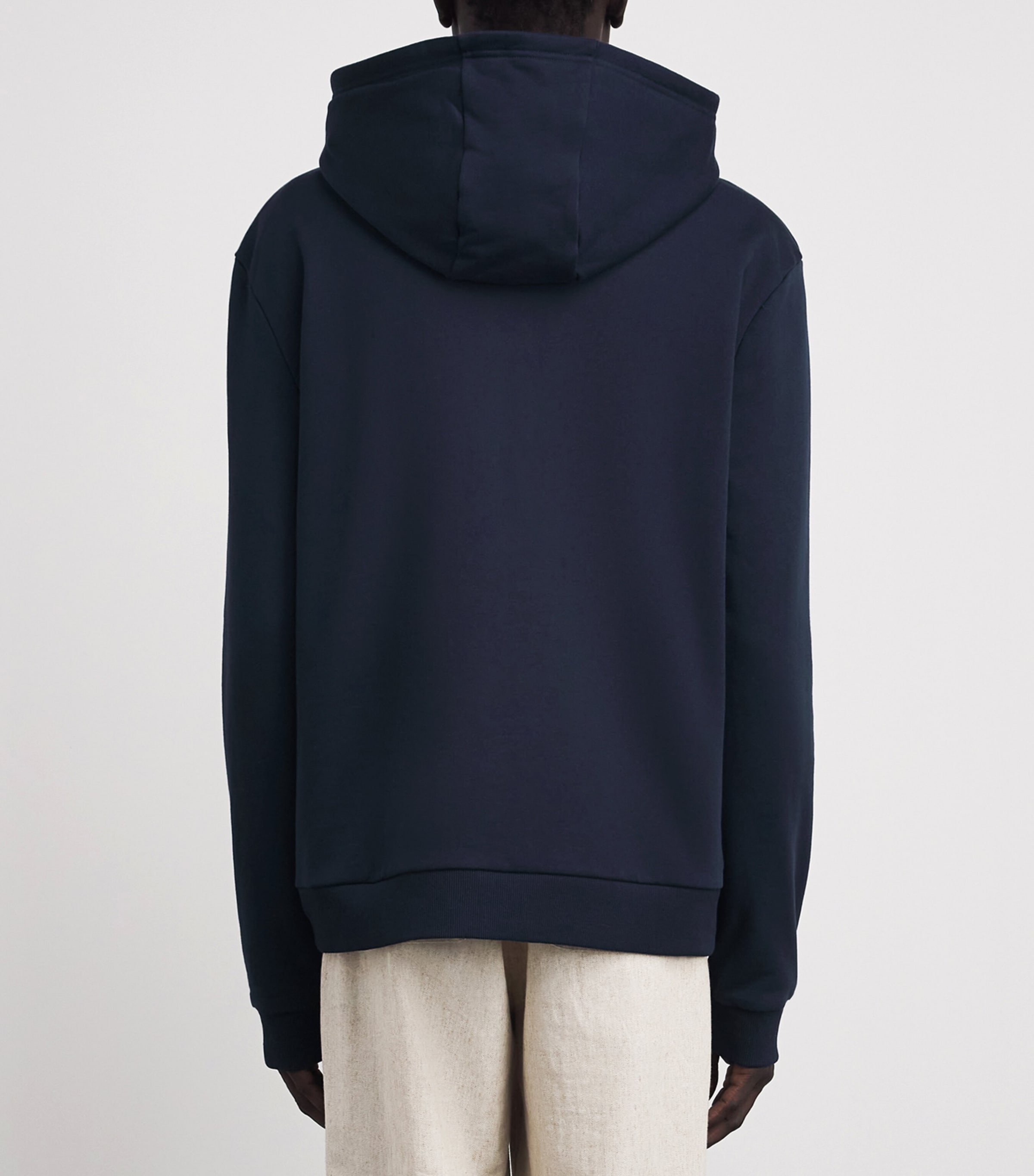 COMMAS Mens Cotton Floral Bouclé Hoodie Midnight Navy Image 5