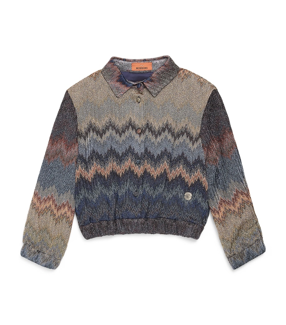 Missoni Kids Knitted Zigzag Shirt Jacket (4-14 Years) Blue/colourful Image 1