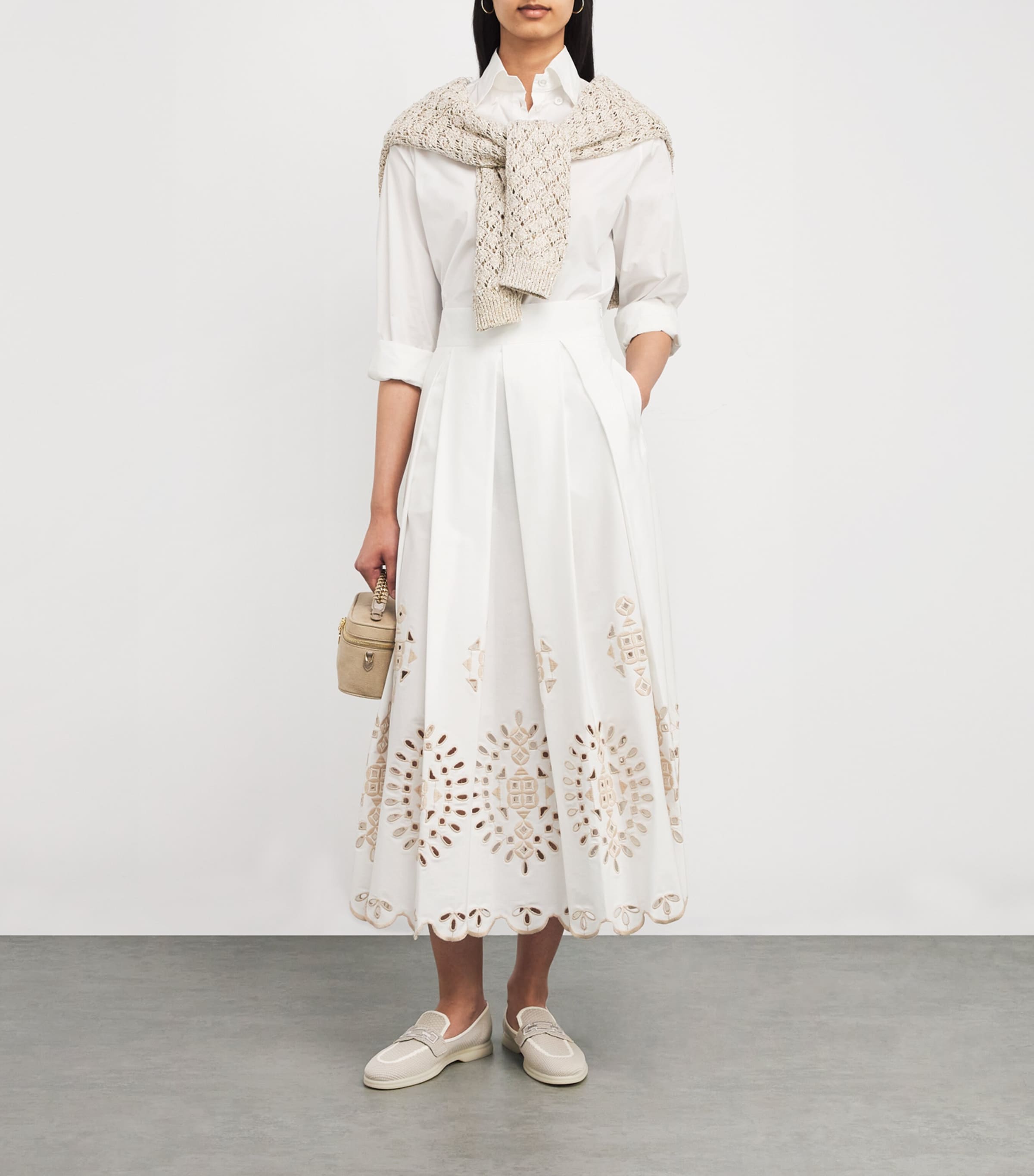 Eleventy Womens Stretch-Cotton Shirt Bianco Image 2